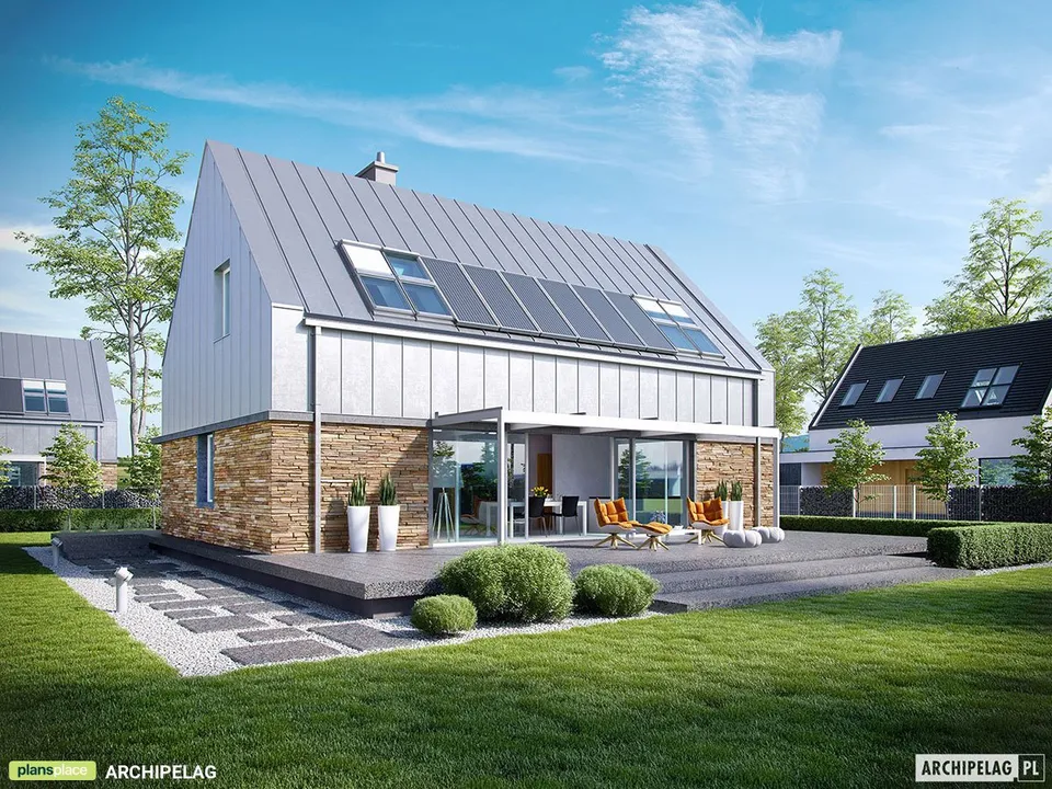 Pagrindiniai vaizdai 1 – Namo projektas su mansarda 148 m², 3 Miegamieji — 79211R