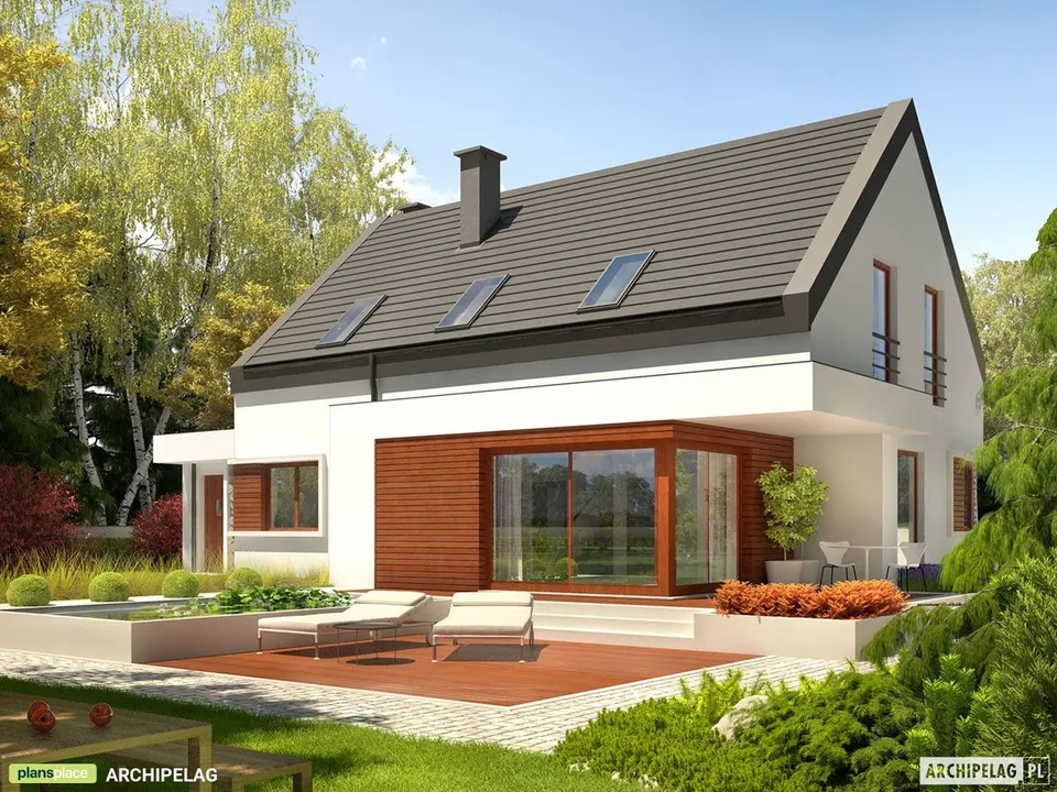 Pagrindiniai vaizdai 1 – Namo projektas su mansarda 178 m², 3 Miegamieji — 66395R