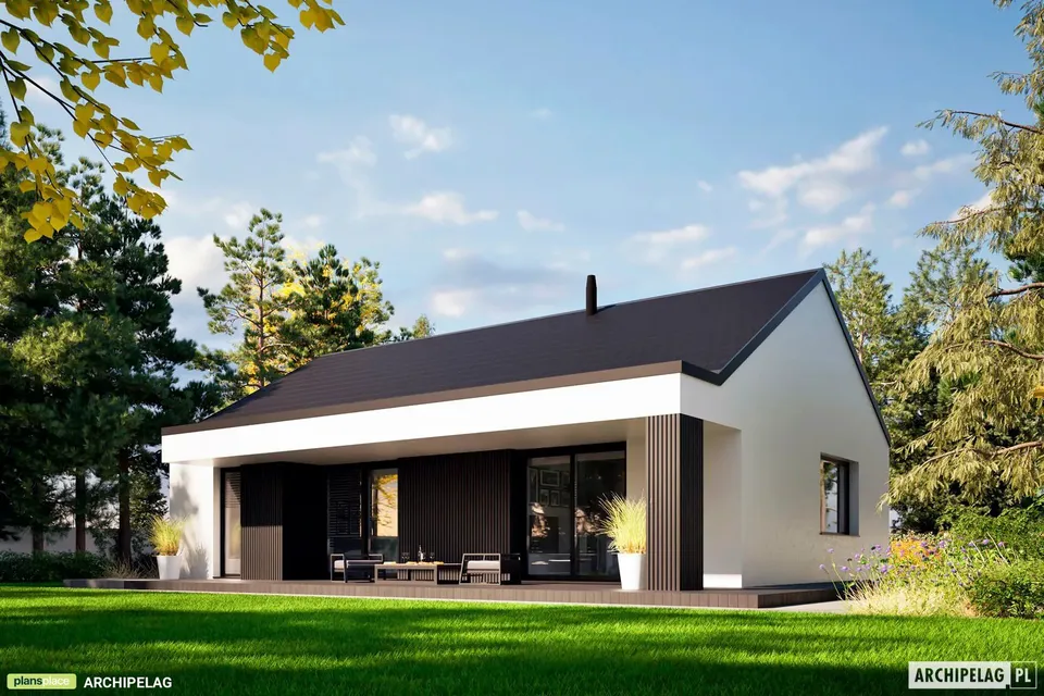 Pagrindiniai vaizdai 1 – Vieno aukšto namo projektas 94 m², 3 Miegamieji — 23247R
